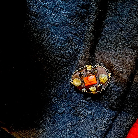 Vintage rare Louis Vuitton black wool stole or wrap with crystals and stones - Picture 3 of 5